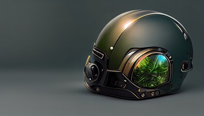 Rendering of a Digital Military Futuristic Safety Helmet. Electrical equipment of the future. Military and civil 3d illustration.