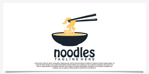 Ramen noodle logo design illustration for restaurant icon with creative element Premium Vector Part 30