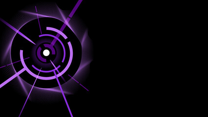 Futuristic Circle Focusing UI Illustration, Neon Purple With Waved Lines