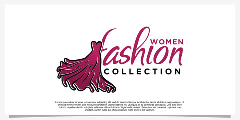 Fashion logo design with dress fashion logo art vector logo template Premium Vector Part 5