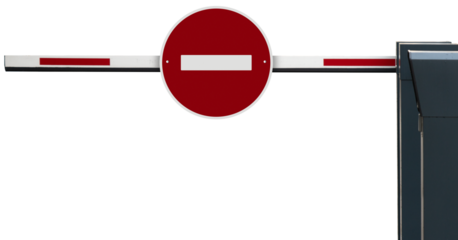 Barrier with a prohibition sign