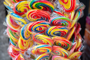 Colorful delicious Swirl Candy  sweets in view
