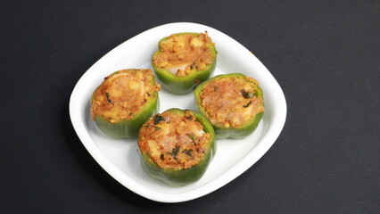 Capsicum fry with potato called shimala mirch in India, Tasty Vegetable , Stuffed Capsicum