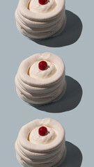 meringue cake with a cherry on top pattern