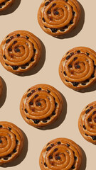 sweet round buns with raisins pattern