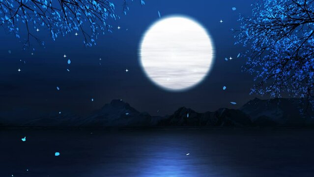 Seamless Loop of Night Landscape Background Animation