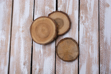 Wood Logs cut in round thin pieces