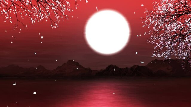 Seamless Loop of Scarlet Landscape Background Animation