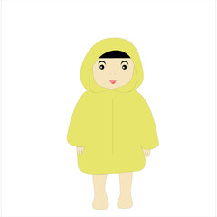 Cute boy wearing raincoat.