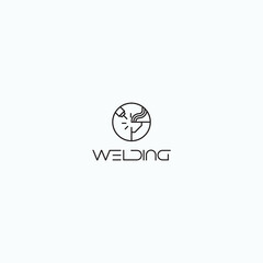 
illustration consisting of an image of the welding process in the form of a symbol or logo