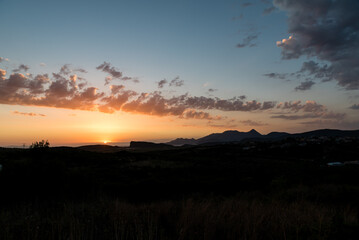 View of Ammoudia beach and the region where Acherousia lake used to be, the lake where Hadis transfered the dead, on a beautiful summer sunet, Preveza, Epirus, Greece