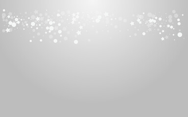 White Snow Vector Grey Background. Silver Xmas
