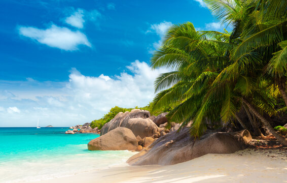 The most beautiful beach of Seychelles. Anse Lazio, Praslin, Seychelles