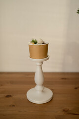 Chocolate pastries in a cup on the table