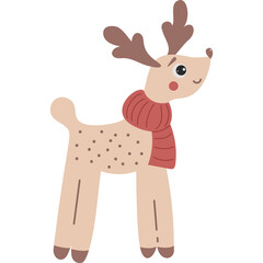 Cute deer. Cute animal in a knitted scarf