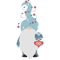 Scandinavian gnome with Christmas toy