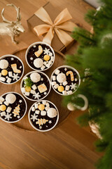 Chocolate pastries in a cup on the table