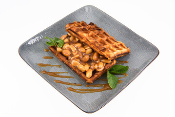 cake with chocolate and nuts