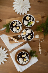 Chocolate pastries in a cup on the table