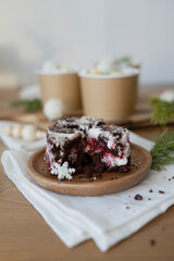 Chocolate pastries in a cup on the table