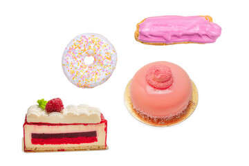 Raspberry cake isolated on white