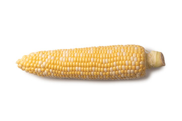 Yellow corn isolated on white background. Copyspace.