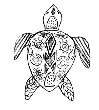 decorative black turtle on a white background