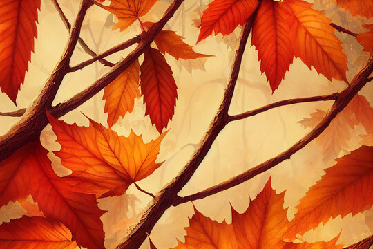 3d Illustration Of Intricate Seamless Autumn Leaves Pattern Photorealism