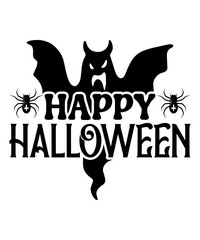 Happy Halloween T shirt Design Witch Candy Pumpkin Scary Pumpkin Spooky Vampire Bat  Spider Shirt Print Template