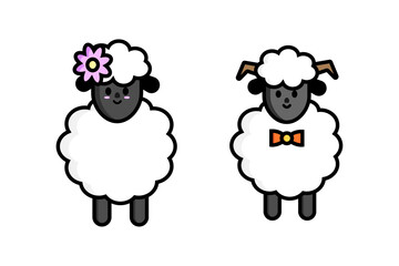 sheep family vector - animal design  template