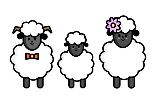 cute sheep family vector - animal design  template