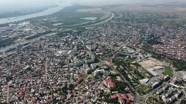 Aerial shot of Giurgiu city, Romania