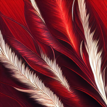 Red Feathers Background With Texture