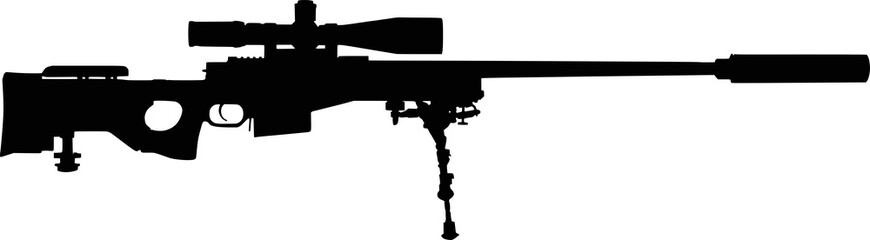 Illustration of a sniper rifle silhouette isolated on transparent background.	 - obrazy, fototapety, plakaty