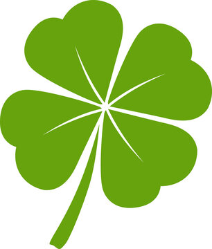 St. Patrick's day green lucky clover leaf illustration isolated on transparent background	