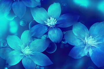 Abstract blue floral background, zen aromatherapy massage yoga background, digital illustration, digital painting, cg artwork, realistic illustration, 3d render