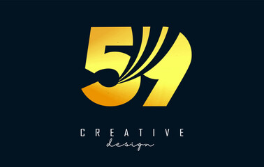 Golden Creative number 62 6 2 logo with leading lines and road concept design. Number with geometric design. Vector Illustration with number and creative cuts.