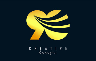 Obraz premium Golden Creative number 90 9 0 logo with leading lines and road concept design. Number with geometric design. Vector Illustration with number and creative cuts.