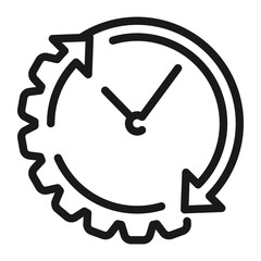 Time management line, Gear with time icon. Work process Vector illustration