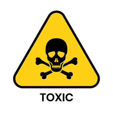 Vector toxic poison icon isolated on white background. Warning symbol. Poison, acid, toxic, caution icon. Skull and crossbones.