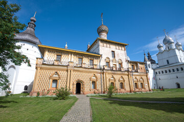 The ancient church of Hodegetria in the Rostov Kremlin on a sunny August day. Golden ring of Russia