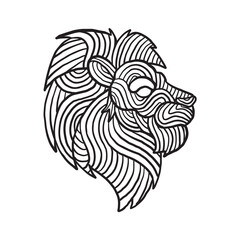Hand drawn Lion doodle side view for coloring