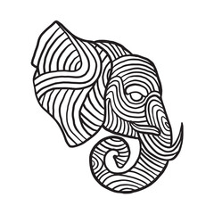 Hand drawn elephant ornament side view for coloring