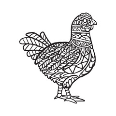 Hand drawn Chicken ornament for coloring