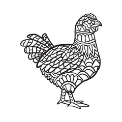 Hand drawn Chicken ornament for coloring