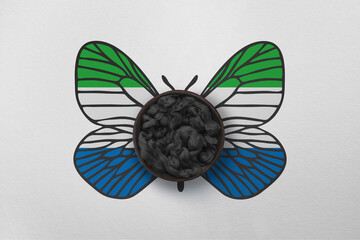 Patriotic background with butterfly wings in colors of national flag. Photography and marketing digital 3d backdrop. Sierra Leone