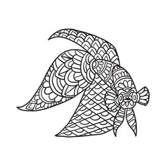 Hand drawn betta fish doodle for coloring