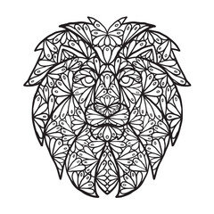 Hand drawn Lion doodle for coloring