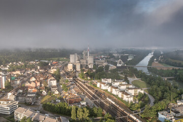 Obraz premium aerial view of a industrial landscape 