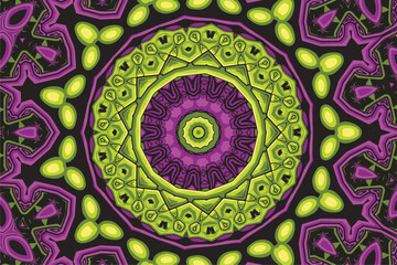 Vector seamless pattern doodle art mandala ethnic design with colorful ornaments background